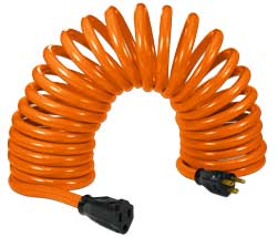 coiled extension electrical cord